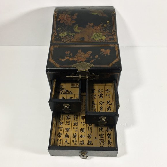 Vintage Desk Lamps Jewelry Wooden Inlay Boxes Trinkets Glass Screening Paravan - Picture 4 of 15